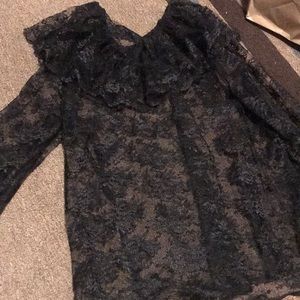 Lacy frilly collar overshirt